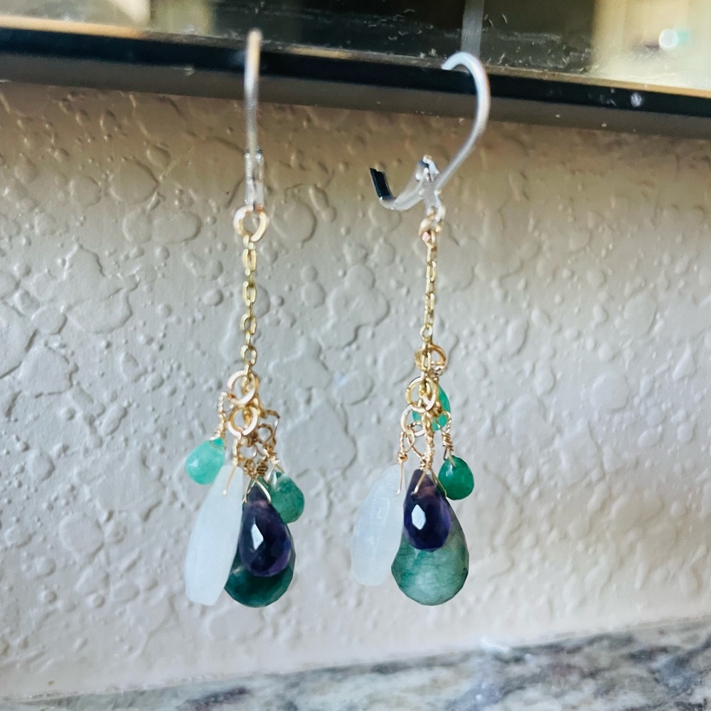 Sundance Emerald Amethyst moonstone earrings - Picture 1 of 7